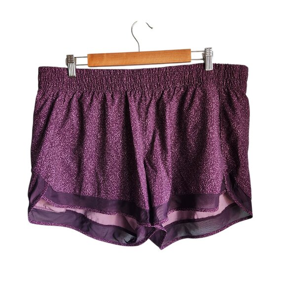 Athleta Shorts Women's XL Purple Plum Printed Mesh Racer Run Short 4" Lined - Picture 1 of 8